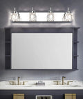 Crystal 4 Light Bathroom Vanity Fixture Chrome Finish LED Wall Mount Over Mirror Lighting That Pops Modern Bath Glow