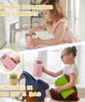 20oz Leak Proof Insulated Lunch Bowl With Wide Mouth Stainless Steel Thermos Jar Keeps Soups And Meals Hella Warm All Day Long Smooth Grab And Go Meal Prep Container For Kids And Adults Pink being cleaned by a child.