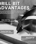 Wood auger drill bit with tri-flute design and quick-change 1/4 in hex shank, 12-inch length