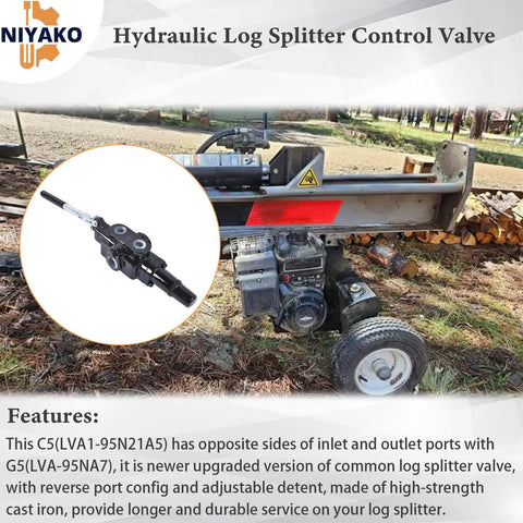 High Flow 25GPM 3500PSI Hydraulic Log Splitter Control Valve With Auto Return Detent Lever One Half Inch Work Ports Three Quarters Inch Inlet Universal Fit For SpeeCo Huskee Oregon MTD Champion CountyLine And More