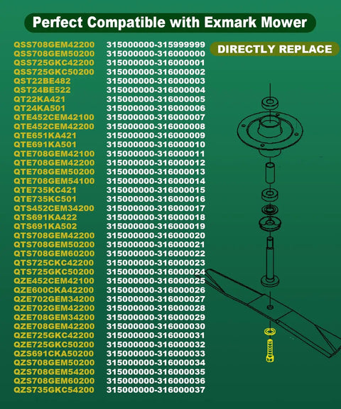 Three Pack Blade Bolt And Washer Kit OEM Replacement For Toro Exmark TimeMaster Recycler Mowers, Includes 26-0671 And 3290-465 Fasteners, Black Oxide Steel, Fits 30-Inch TimeMaster, Recycler, Quest Zero-Turn, And Commercial 30 Walk-Behind Series, exploded diagram