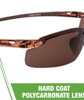 Es5 Polarized Safety Glasses With High Definition Brown Lens And Crystal Brown Frame, Rubber Nosepiece, ANSI Z87.1
