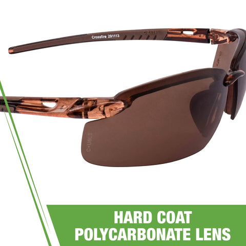 Es5 Polarized Safety Glasses With High Definition Brown Lens And Crystal Brown Frame, Rubber Nosepiece, ANSI Z87.1