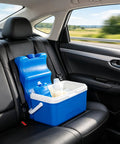 No Sweat Breast Milk Ice Packs Bpa Free Reusable Cooling Inserts For Nursing Bottles Pack Of Two in a car cooler with milk bottles.