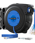 Long Reach 50 Ft Retractable Extension Cord Reel With 14AWG SJTOW Cable Heavy Duty Power Cord Lighted Triple Tap 13A
