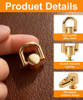 4 Pcs D Ring Rivets For Leather Purses 360 Degree Rotatable Crossbody Conversion Kit with gold hardware shown in detail