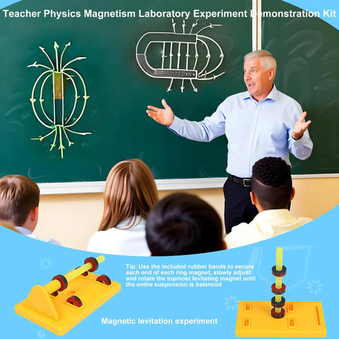 Teacher showing Large Science Lab Magnet Kit For Physics Electromagnet Experiments Classroom Education Gear to students