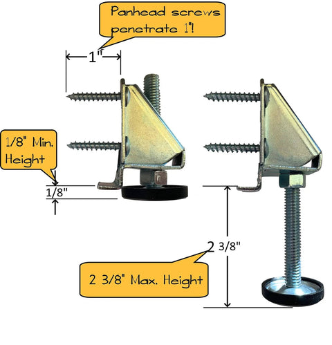 Heavy Duty Leveler Legs With Lock Nuts For Furniture Cabinets And Workbenches In A 3 Pack With 12 Leveling Feet 14 Gauge Steel Construction And Integral Ledger For Stable Load Bearing And Quiet Free Spinning Feet Tough As Nails