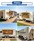 Built Different 18 Foot White Prefab Food Trailer For Catering Hustles Featuring Slick Service Windows Heavy Gauge Steel Frame Plug And Play Kitchen Setup Ride Or Die Quality, showcasing various angles with flowers.