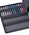 24 Slot Fountain Pen Case Black Organizer Bag Waterproof Canvas Pen Display Holder With Individual Slots And Zippered Storage Case