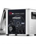 Front view of 10L Ultrasonic Cleaner With Sweep Frequency, 33kHz Industrial-Grade Parts Cleaner, 240W Ultrasonic Power, Adjustable Timer And Temperature, A Real Workhorse With Stainless Steel Basket And 300W Heating showing controls.