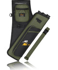 Dope Hip Quiver For Arrows With 3 Tube Holder And Slim Side Pockets, Waist Belt, D Loop Ring And Ruler Slot, Army Green Archery Gear