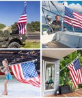 6Ft Outdoor Flag Pole Kit With 360 Degree Anti Wrap Rotating Rings For Porch And Garden Heavy Duty Stainless Steel Fits 3x5 Flags Bracket Not Included Now displayed with American flag in various settings.