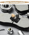 Door Ball Catch Set Built From Stainless Steel And Copper With Four Adjustable Units Hidden Positioning Mechanism And Spring Tension Adjustments shown with brake pads and tools