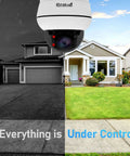Outdoor PTZ POE Cam 5MP Dome With 5X Optical Zoom, IR Night Vision shown monitoring house day and night