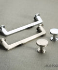 10 Pack Polished Chrome Cabinet Knobs 1.1 Inch Round Hardware For Kitchens, Dressers, And Drawers with matching pulls.