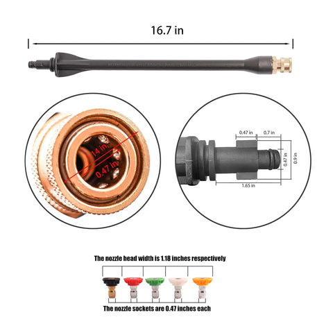 All In One Pressure Washer Gun Kit With Universal M22 Connectors 14MM And 15MM, Includes 1 Tip Holder And 5 Spray Nozzles