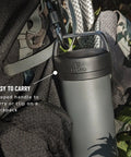 Ultralight Travel French Press Coffee Maker For On The Go Brews, Vacuum Insulated Stainless Steel 16 Ounce Capacity, Matte Meteorite Black.