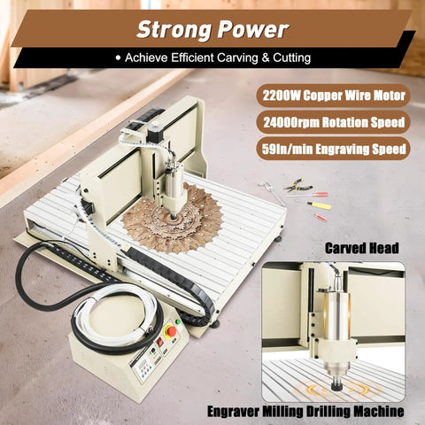 4 Axis Router Engraver USB CNC 6090 2.2KW Spindle Milling Drilling Machine for Woodworking with remote controller