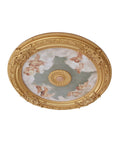 Antique Cherubs Sky Gold Trim Round Ceiling Medallion, 36 Inch Diameter Polystyrene Chandelier Plate Molding For Living Room