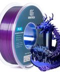 Silk Tri Color PLA Filament For 3D Printers 1.75mm Blue Purple Black Coextruded Metal Like Slick Shiny Finish 1kg Spool with Dragon Model