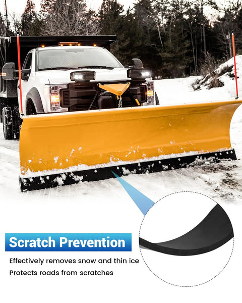 72 Inch Polyurethane Snow Plow Cutting Edge Three Inch Wide One Half Inch Thick Built Tough Replacement Blade For Front Snow Plows On ATVs UTVs Skid Steers Tractors Fits Most Equipment attached to truck