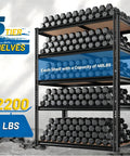 Beefy 5-Tier Garage Shelving Unit, 72-Inch Tall, Adjustable Steel Racks With 2,200 Lb Total Capacity, Anti-Sag Design For Garage, Workshop, And Warehouse, Heavy Duty Storage That Keeps Your Gear Sorted on black steel shelves