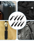 8 Pack Black Zipper Pull Replacements For Jackets And Coats Bags And Luggage Easy Install Zipper Sliders Detachable Pull Tabs Repair Kit For Clothing Backpacks Suitcases Boots And Purses shown installed on various items