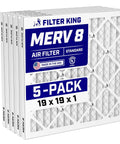 MERV 8 19 By 19 By 0.75 Inches Air Filter 5 Pack For AC And Furnace Allergy Control Dust Buster Pleated Electrostatic Made In USA