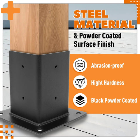 DIY Outdoor Pergola Brackets Kit With 3-Way Right Angle Corner And Base Brackets Actual 3.9 x 3.9 Inch For 4x4 Wood Posts Elevated Wood Stand Kit For Easy Outdoor Pergola Projects