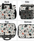 Insulated Go-To Picnic Backpack Lunch Box In Stone Marble, Large 12x8.7x10 inch tote back, side, top, and bottom views