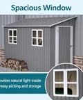 Lean To Shed 4x10 Ft With Floor Frame And Windows Heavy Duty Metal Outdoor Storage Shed with spacious window gray