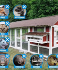 Large red chicken coop with 23 Gauge Galvanized Hardware Cloth With Quarter Inch Mesh 2 Feet By 25 Feet Rustproof Durable Fencing Wire.