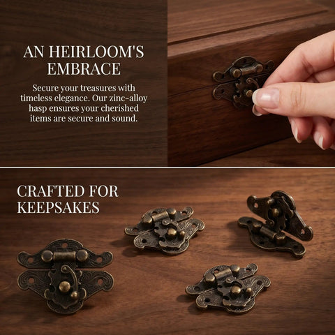 10 Pcs Antique Jewelry Box Latch Clasps Coffee Zinc Alloy With Screws For DIY Craft Repair And Decorative Touch Retro Wooden Box Buckle