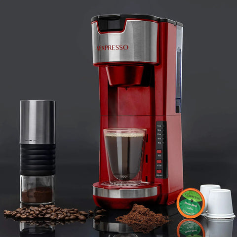 Red Single Serve Coffee Maker With 2 In 1 Brew Pod Or Ground Coffee Five Brew Sizes Up To 14 Oz No Fuss Quick Brew Fits Travel Mug
