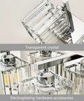 Close-up of Modern Five Light Vanity Light in Chrome with Clear K9 Crystal Shades, showcasing luxurious and sleek sconce design