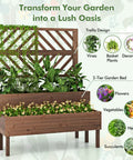 Raised Garden Bed With Trellis And Two Planter Boxes 2 Tier Outdoor Wooden Elevated Planter Box With Legs And Drainage Holes