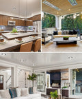 Modern interiors showcasing 4 Pack 5 Inch LED Flush Mount Ceiling Lights, 10W Dimmable Round Panel Fixtures, 3 Color Temperature Options.