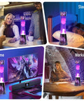 16 Inch Magma Lamp Liquid Motion Galaxy Design with Colormax White Wax in Purple Liquid Decal Base in various room settings