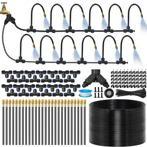Backyard Friendly Drip Irrigation System With A 120 Ft Hose And 26 Adjustable Copper Sprinklers Auto Atomizing Sprinkler Heads