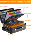 Open view of Fireproof Document Box With Lock And Hard Shell Organizer For Home Office And Travel, highlighting compartments