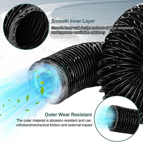 3-Inch Marine Blower Hose Replacement for Boat Vent Bilge Blower Exhaust Fan showcasing smooth inner and wear-resistant layers.