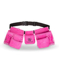 Pink Genuine Leather Tool Belt Pouch Bag For Carpenters And Electricians With 11 Pockets And 2 Steel Hammer Holders
