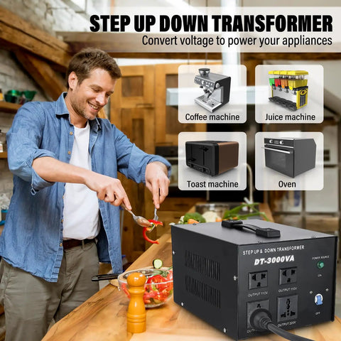 Rugged 3000VA Voltage Transformer Power Converter 110V To 220V AC Converter For Home Use AC To AC Safe Start No Fuss High Efficiency Stable Output 24 7 Operation With Overload Current Protection