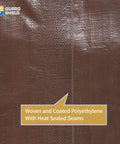 Close-up of brown surface of Heavy Duty Waterproof Tarp 20x40 Feet Poly Tarpaulin Cover with heat sealed seams detail.