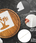 Palm Tree Router Templates, Clear Acrylic Inlay Template for Woodworking, 5mm Thick Decorative Router Jig on wooden surface