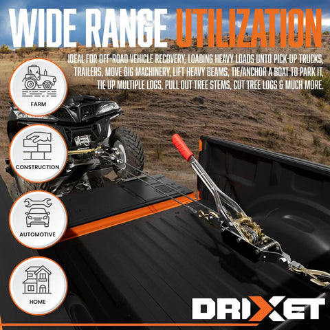 Heavy Duty Come Along Winch 2 Ton Hand Puller with 10ft Cable and Pulley Dual Gear Ratchet System in truck bed for towing