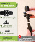 Drip Irrigation Fittings Pack With 3x 4 Way Barbed Tees 1/2 To 1/4 Inch And 3x 3 Way Tee Splitters 1/4 Inch Plus 5 End Plugs Push To Connect