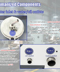 Heavy Duty Pneumatic Chip And Sludge Removal Machine For Cnc Workshops High Performance Cutting Fluid Filter water inlet and outlet details.