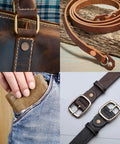 Copper Rivets And Burrs Leather Working Kit with 80 Pieces 4mm Copper Shank Includes 2 In 1 Setter, shown on leather accessories